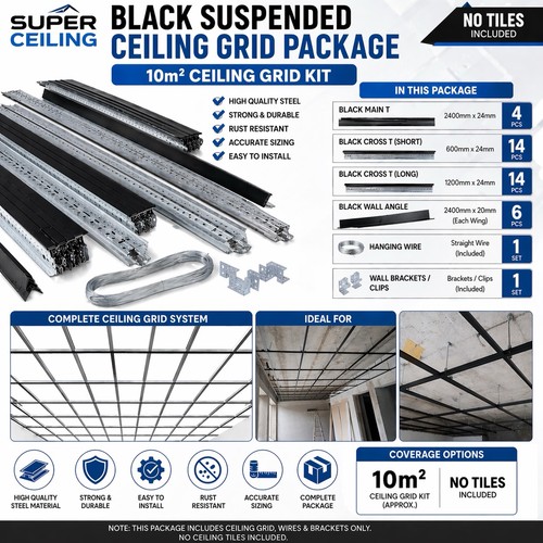10m2 black suspended - suspended, ceiling