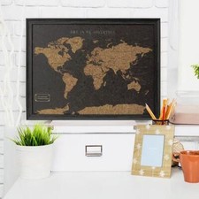 World Travel Map Pin Board Pins Splosh Personalised Planner Maps Cork Black