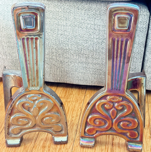 Antique art nouveau andirons - art,