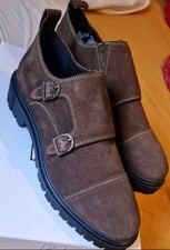 Mens suede leather double monk - leather,