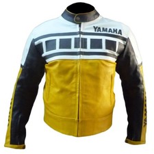 Mens Yamaha Motorcycle Biker Leather Jacket MOTOGP Motorbike Racing Armour Coat