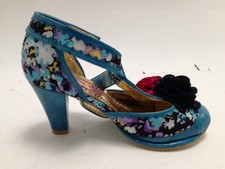 Irregular Choice Mutiny Heels Size 37 Blue Floral T-Bar Shoes with Box