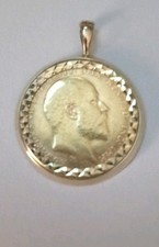 1904 King Edward VII UK Full Gold Sovereign Coin In Pendant