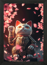 Maneki-Neko Samurai Framed
