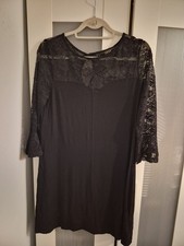 Womens Black Lipsy 3/4 Sleeve Dress Size 12 Very Good Condition