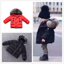 Baby Boys Winter Warm Coat Fur Collar Hooded Thicken Jacket Outerwear Clothes