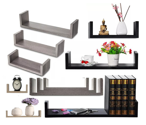 Set shape shelves wall - of,