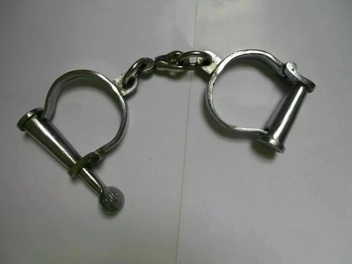 Vintage iron handcuffs silver - iron,