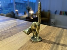 Vintage Solid Brass Angry Cat