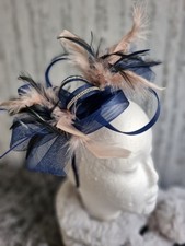 Navy Blush Pink Fascinator