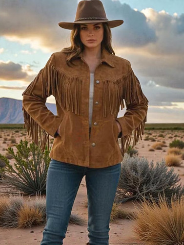 Western fringe jacket women - western,