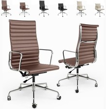 Top Grain Leather Desk Office Chair High Back Genuine Leather Swivel Chair