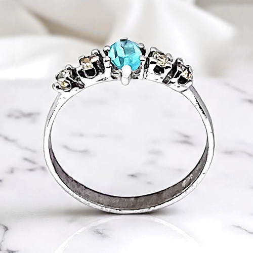 Vintage blue diamante ring - blue, –