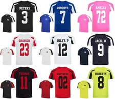 Kids Personalised Football Shirt Sports Kit Custom Initials Team Name Number