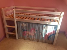 Hoppekids ECO Comfort Mid sleeper kids wooden bed with unicorn curtains