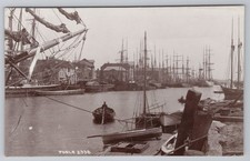 Poole harbour sail ship man rowing boat Chapman RPPC Maritime Postcard