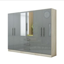 Large 6 Door Mirrored Wardrobe