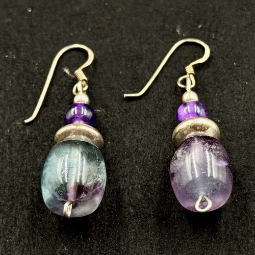 Fluorite fishhook earrings - fishhook,