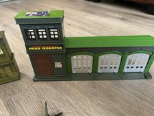 Military Playset With Headquarters And Signage. Lots Of Vehicles And Equipment.