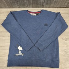 Vans x Peanuts Size Medium Blue Sweatshirt Jumper Snoopy Skateboarding Rare 