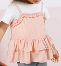 NEXT Girls Pink Cami Top & Ivory T-shirt Set Age 12-18 Months 1 - 1.5 years NEW