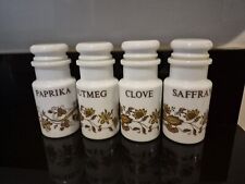 Vintage 1970's Milk Glass Spice Jars Retro Kitchen Collectables Cer Ve Parma X 4