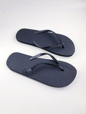 Matalan size 7/8 (40/41) black flip flops beaded strap toe post sandals