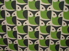 Orla Kiely Cotton Fabric Owl Chalky Green Curtain Upholstery Cushion Craft Blind