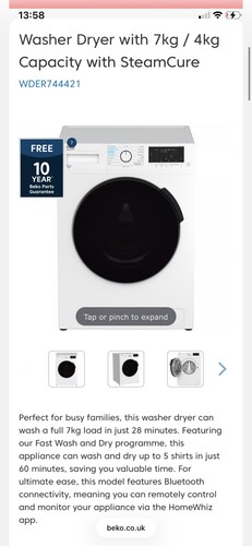 Beko washing machine - washing, and