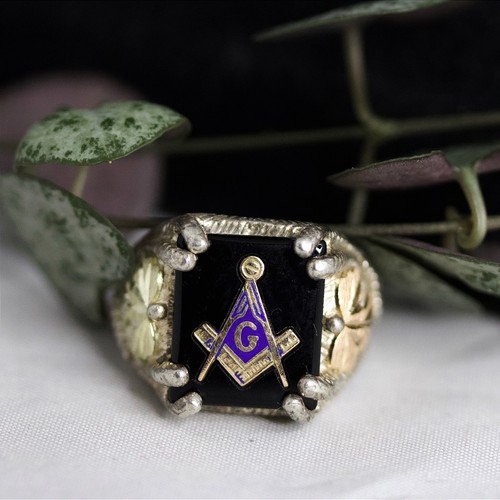 Sterling silver masonic ring - sterling,
