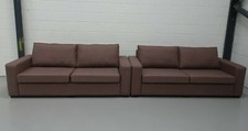 George Smith Style Square arm  2 x 3 seater Grande sofa's in Soft Fawn Linen