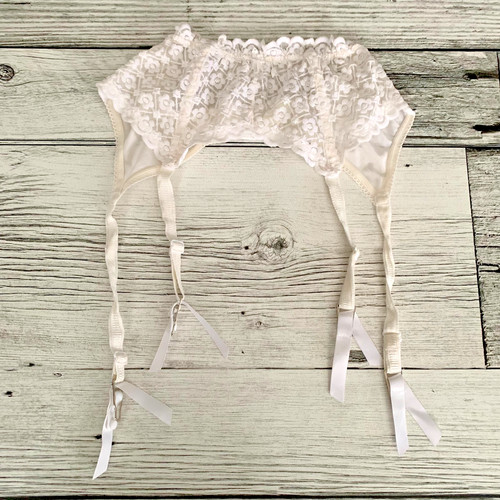 Vtg garter belt sheer white - vtg,