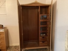 Blonde Walnut Cabinet Works London circa 1940s Wardrobe. collectable. Vintage