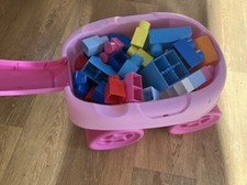 Ecoiffier Abrick childrens toddlers pull along stacker colour bricks and cart