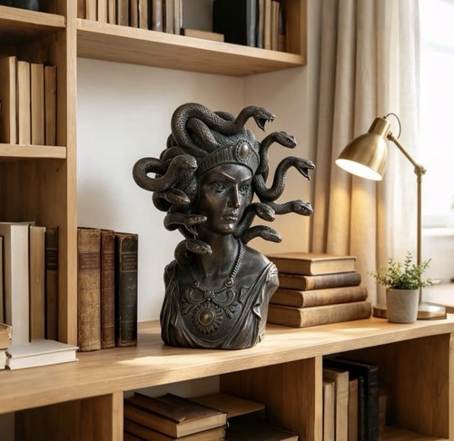 Medusa light head statue - up,