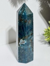 Blue Apatite Tower Natural 88mm Beautiful Super Sparkly Gem Stone point 105.4g