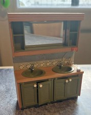 vintage 16th scale - LUNDBY - Twin bathroom vanity sink - 1970s colours!
