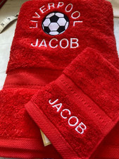 Liverpool Personalised Football Towels - Embroidered Team & Individual Names 