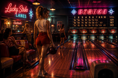 Bowling alley woman bowler - woman,