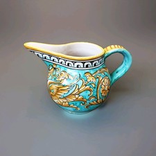 VINTAGE DERUTA BLUE AND YELLOW  ITALIAN MAJOLICA JUG 15 X 21CMS, ITALIAN POTTERY