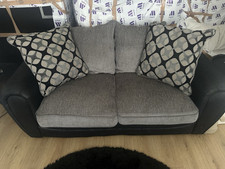 Sofa Faux Leather and Fabric bed sofa and matching lovers swivil bucket chair