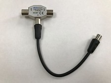 Coaxial Aerial Splitter & Short Black Patch Cable Split Freeview Male Female MFF