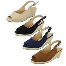 LADIES SAVANNAH WIDE FIT SLING BACK WEDGE SANDALS F2R295