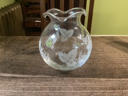 Etched glass globe vase with