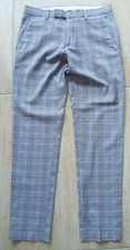 MENS MOSS SIZE 30" BLUE BLACK & WHITE PRINCE OF WALES CHECK SLIM FIT TROUSERS