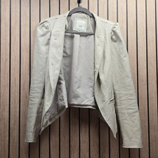 99d River Island Beige Faux Leather Waterfall Draped Blazer Jacket UK Size 10