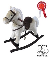 NEW Plush Rocking HORSE or UNICORN in PINK WHITE or BROWN with Sounds & Rosette