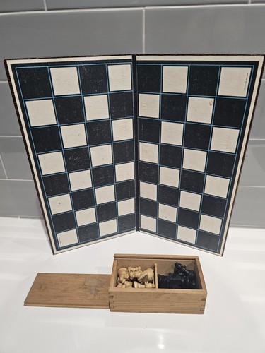 Vintage folding chess board - vintage,