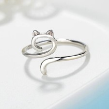 Hollow Cat Adjustable Ring 925