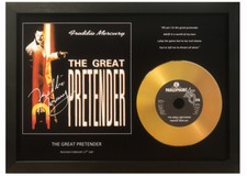 FREDDIE MERCURY 'THE GREAT PRETENDER' SIGNED PHOTO GOLD DISC MEMORABILIA GIFT